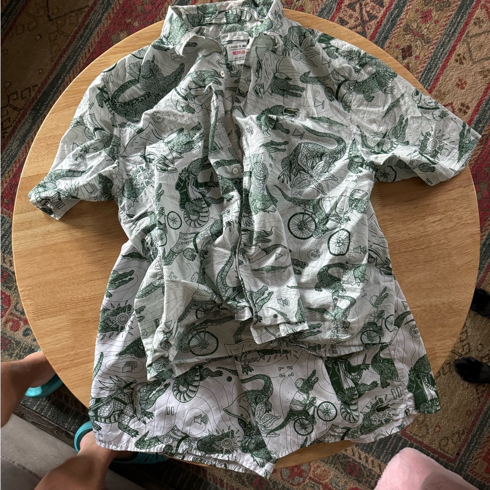 Men’s XL sold out Lacoste x Netflix swim set, warn once, ignore wrinkles